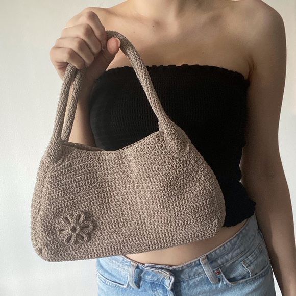 Vintage Beige Crochet Shoulder Bag - Picture 3 of 11